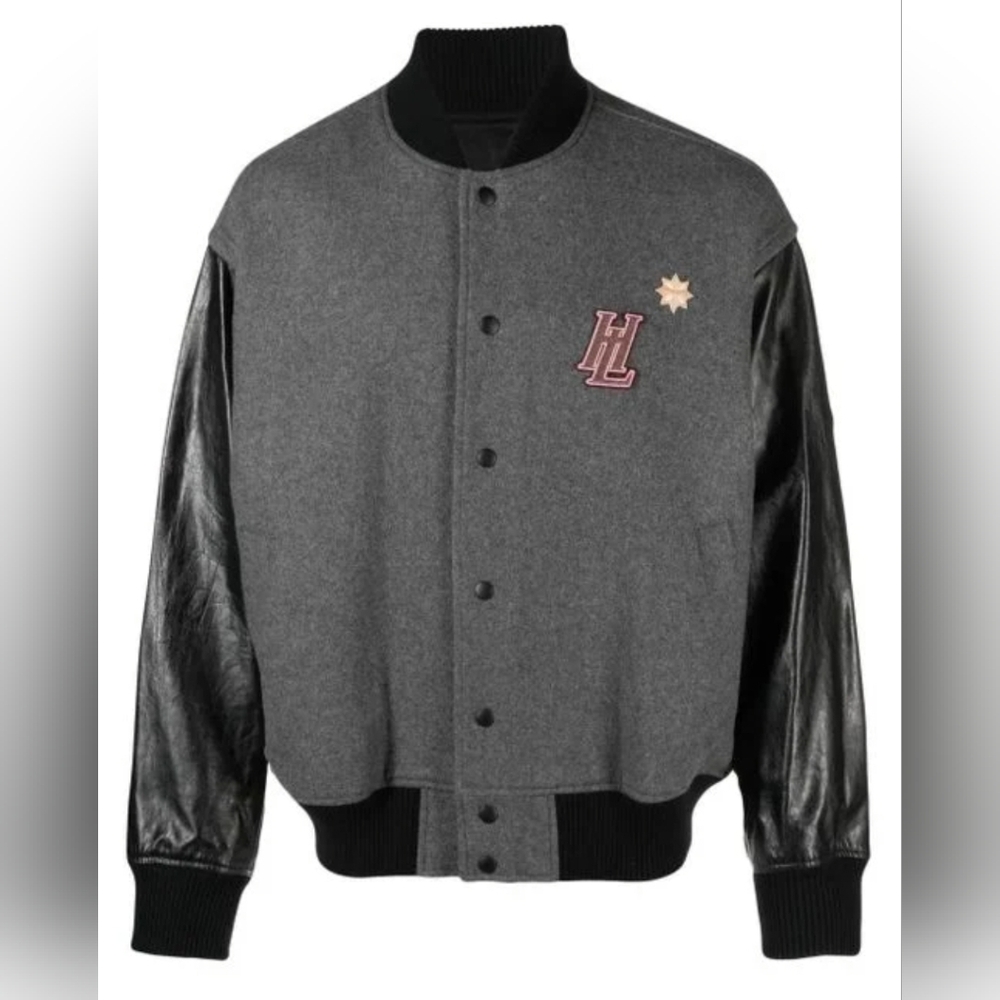 Helmut Lang Gray and Black Bomber Jacket